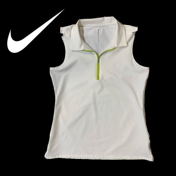 Nike white neon trim sleeveless halfzip … - Picture 3 of 14